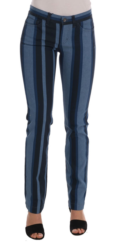 Blue GIRLY Striped Cotton Jeans