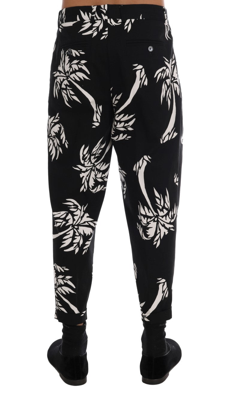 Black Tree Cotton Stretch Pants