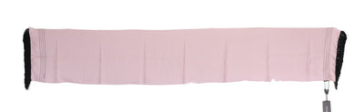 Pink Polka Dotted Silk Fringes Scarf