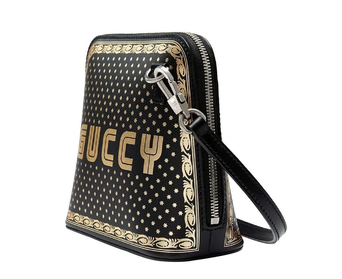 Gucci Women Black Guccy Sega Script Dome Mini Crossbody Bag