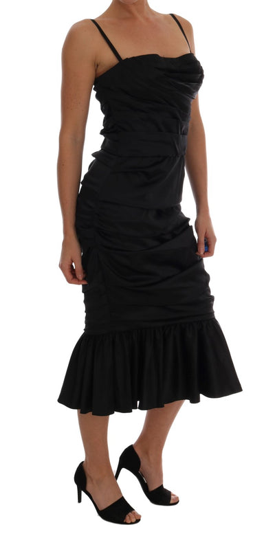 Black Mermaid Ruched Gown Dress