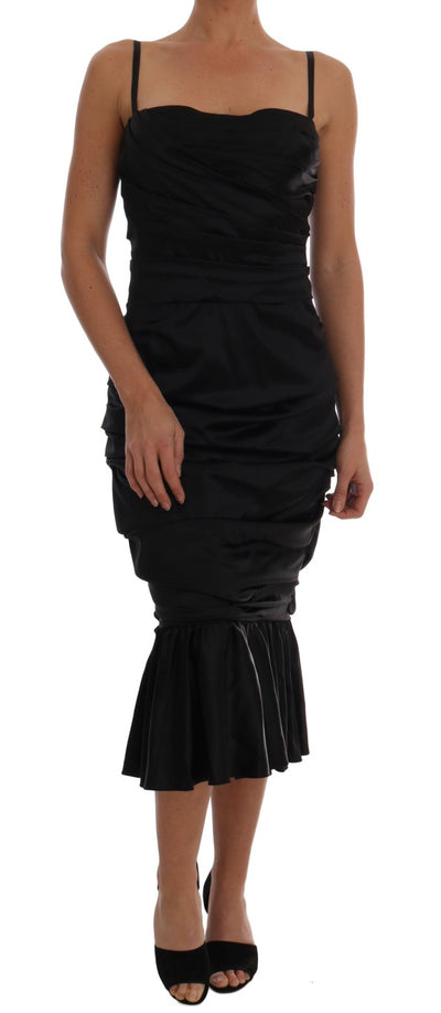 Black Mermaid Ruched Gown Dress