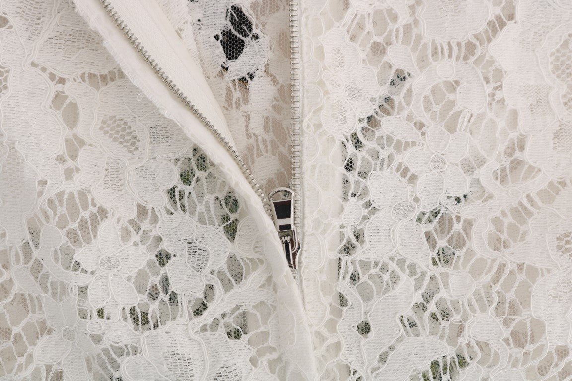 White Crystal Embellished Lace Blouse