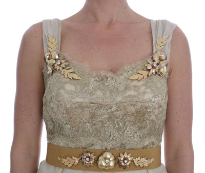 Gold Silk Crystal Embellished Dress