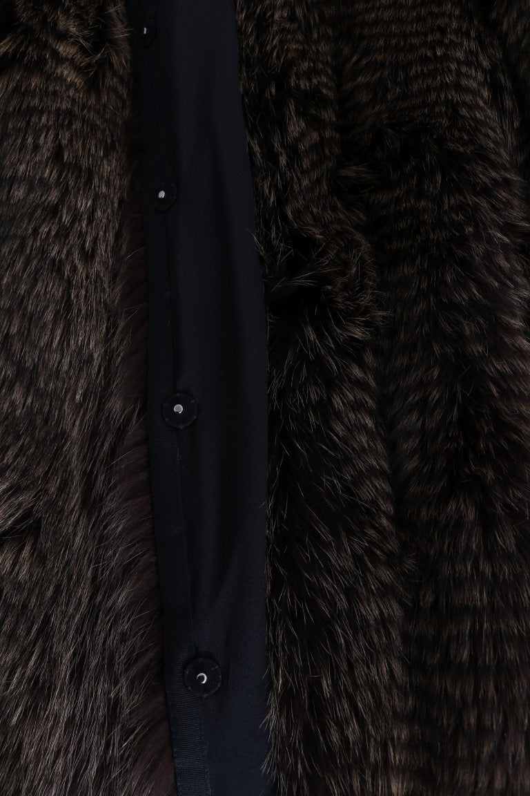 Brown Raccoon Fur Coat Jacket