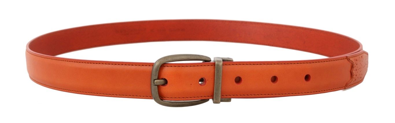 Dolce & Gabbana Orange Leather Gold Buckle Men's Belt