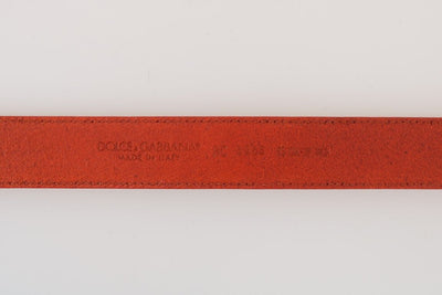 Dolce & Gabbana Orange Leather Gold Buckle Men's Belt