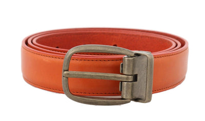 Dolce & Gabbana Orange Leather Gold Buckle Men's Belt