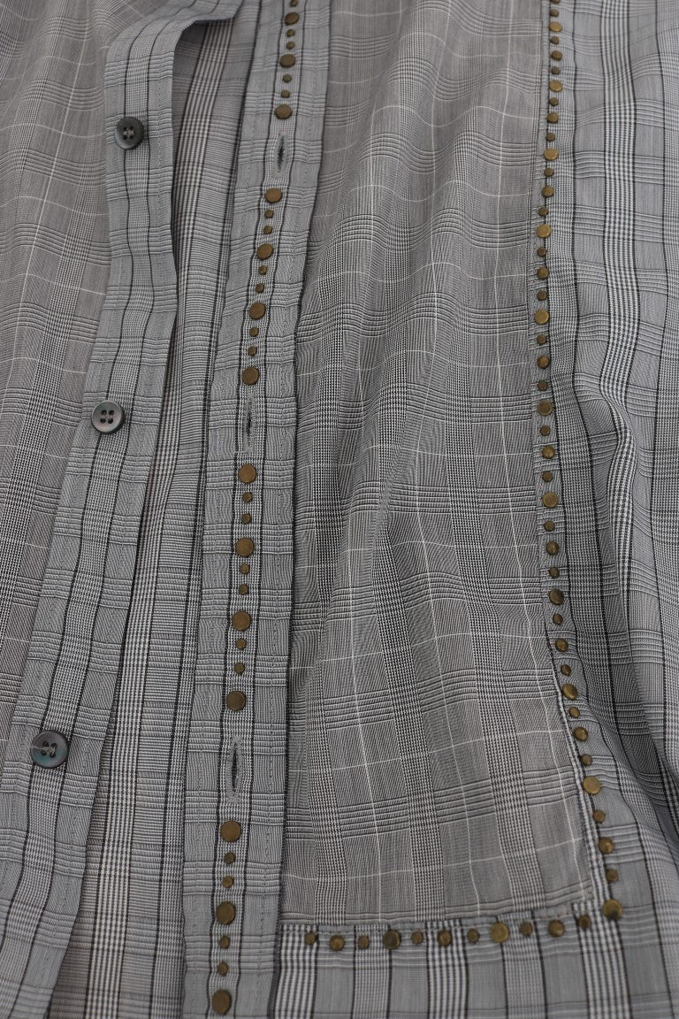 Gray Check GOLD Cotton Slim Fit Shirt