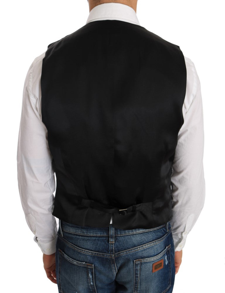 Black Wool Silk Vest