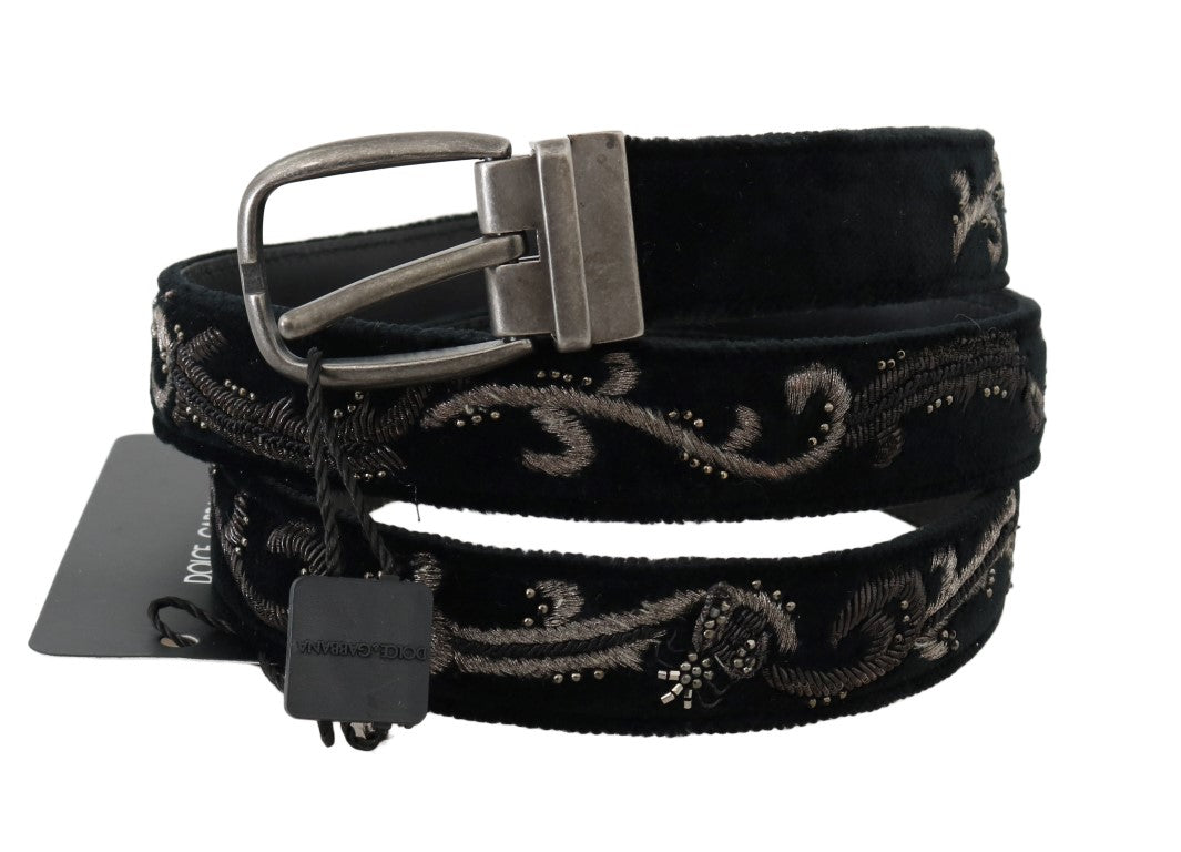 Black Cotton Royal Bee Embroidery Belt