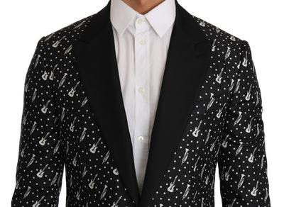 Black Silk Jazz Guitar Blazer Jacket