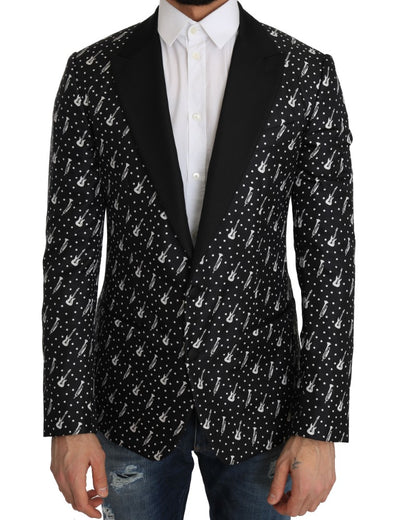 Black Silk Jazz Guitar Blazer Jacket