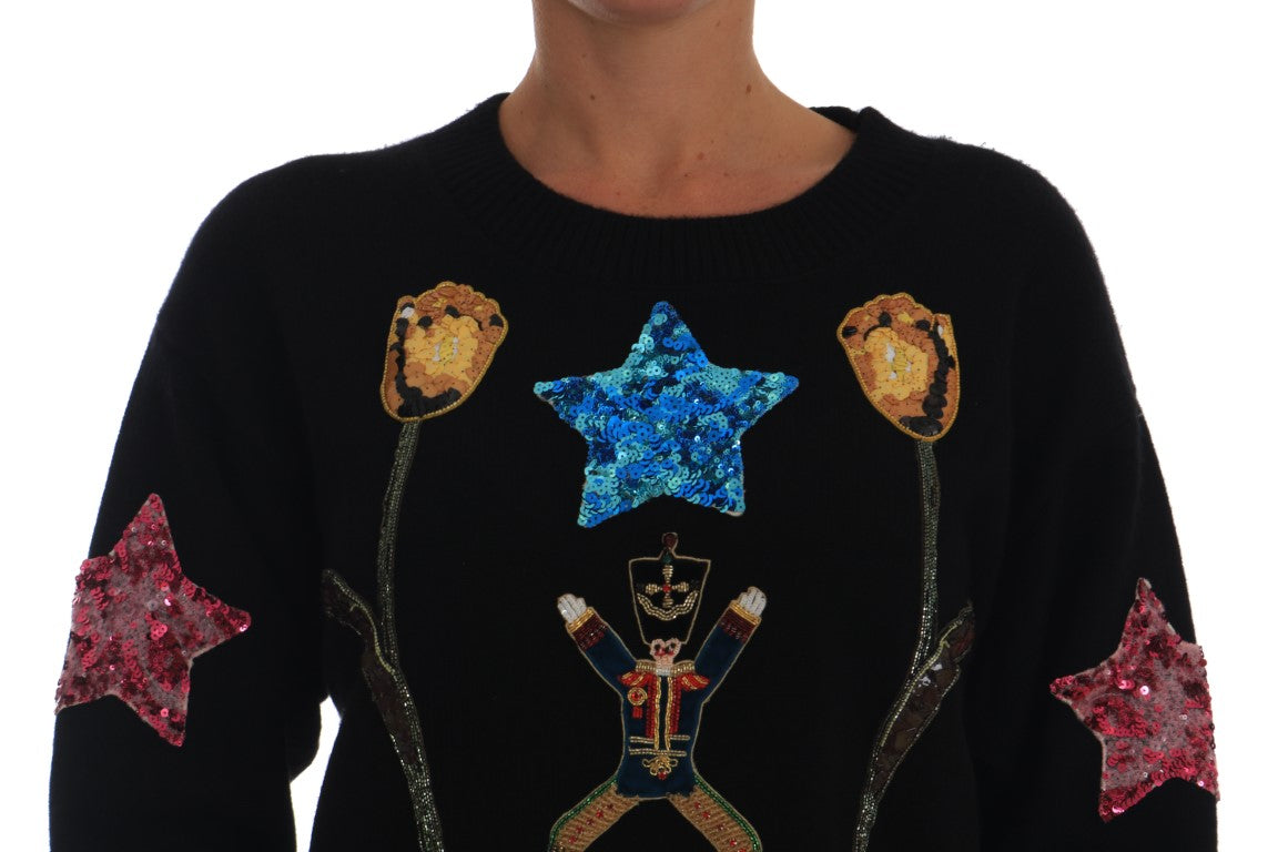 Fairy Tale Crystal Black Cashmere Sweater