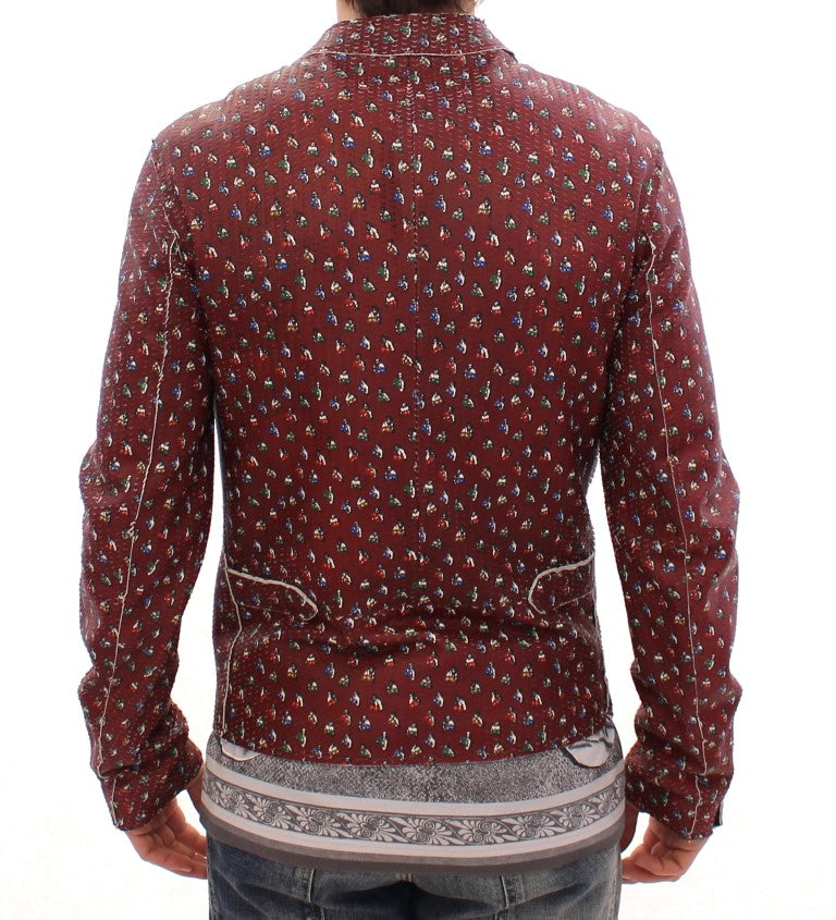 Bordeaux Leather Boxer Print Jacket Coat