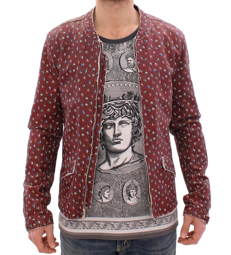 Bordeaux Leather Boxer Print Jacket Coat