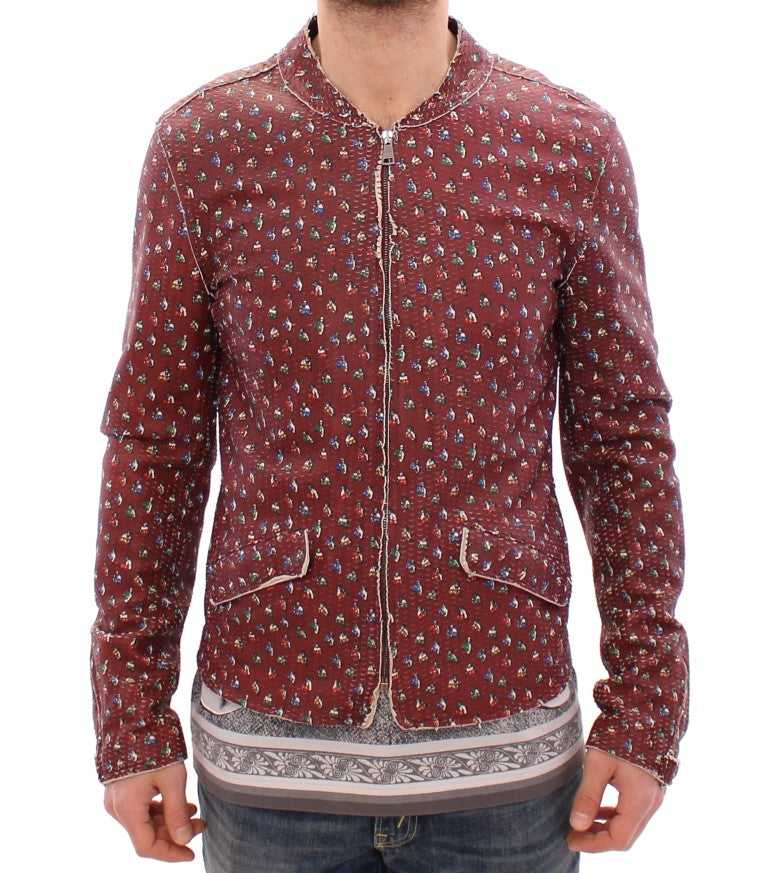 Bordeaux Leather Boxer Print Jacket Coat