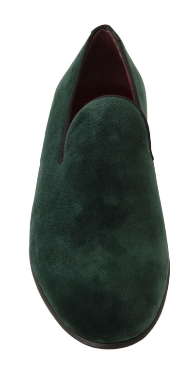 Green Suede Leather Slippers Loafers