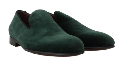 Green Suede Leather Slippers Loafers