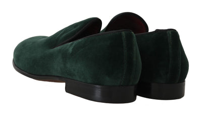 Green Suede Leather Slippers Loafers