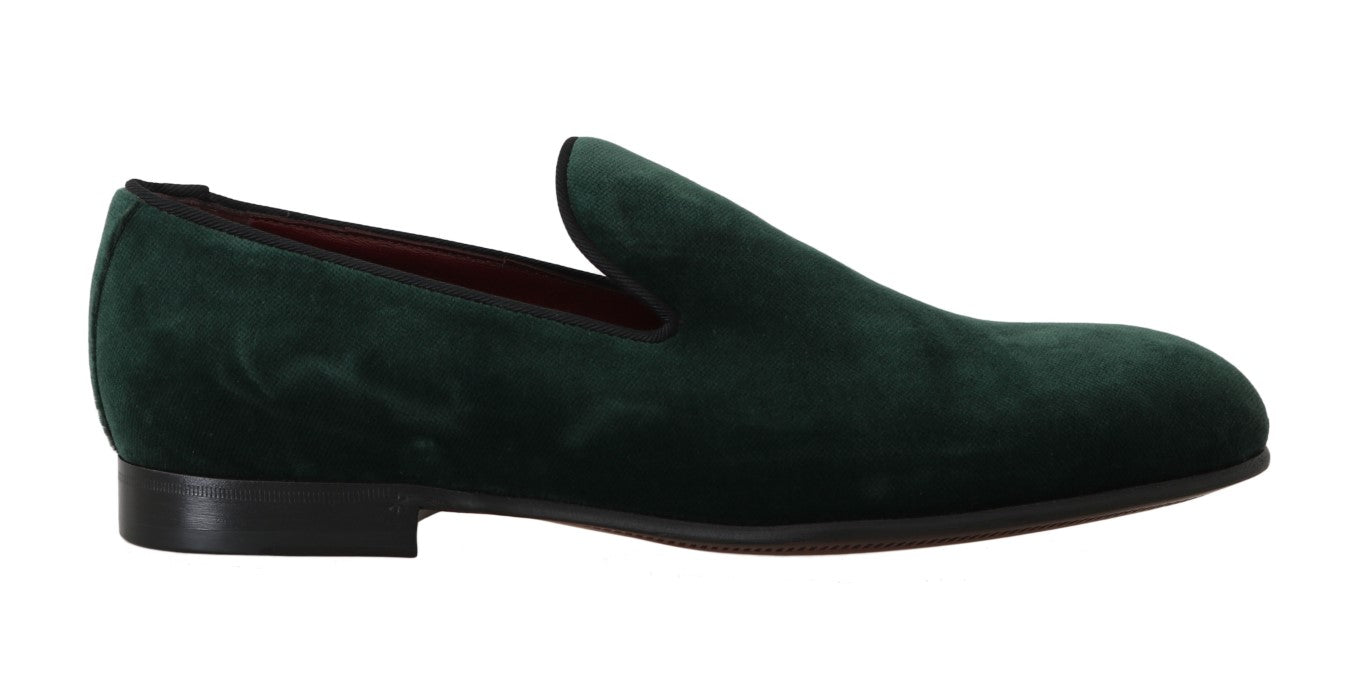 Green Suede Leather Slippers Loafers