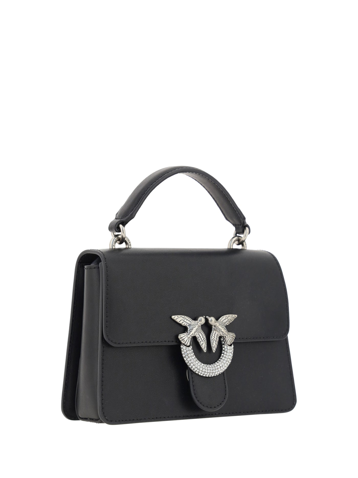 Black Calf Leather Love One Classic Handbag