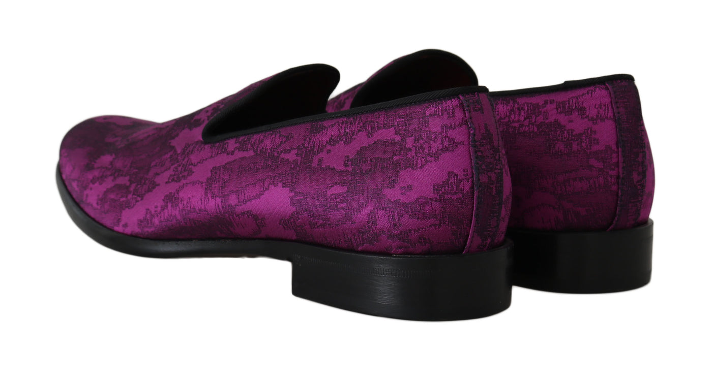 Purple Jacquard Loafers Dress Formal Shoes