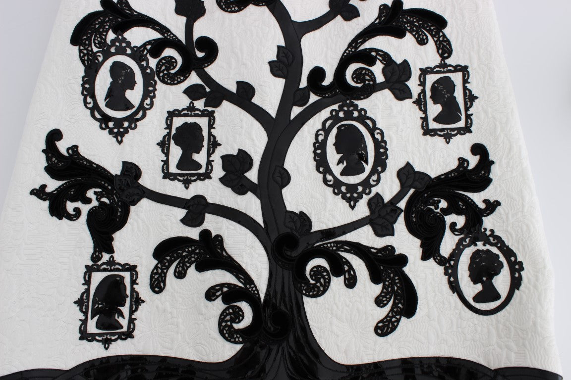 White Floral Brocade Family Tree Skirt