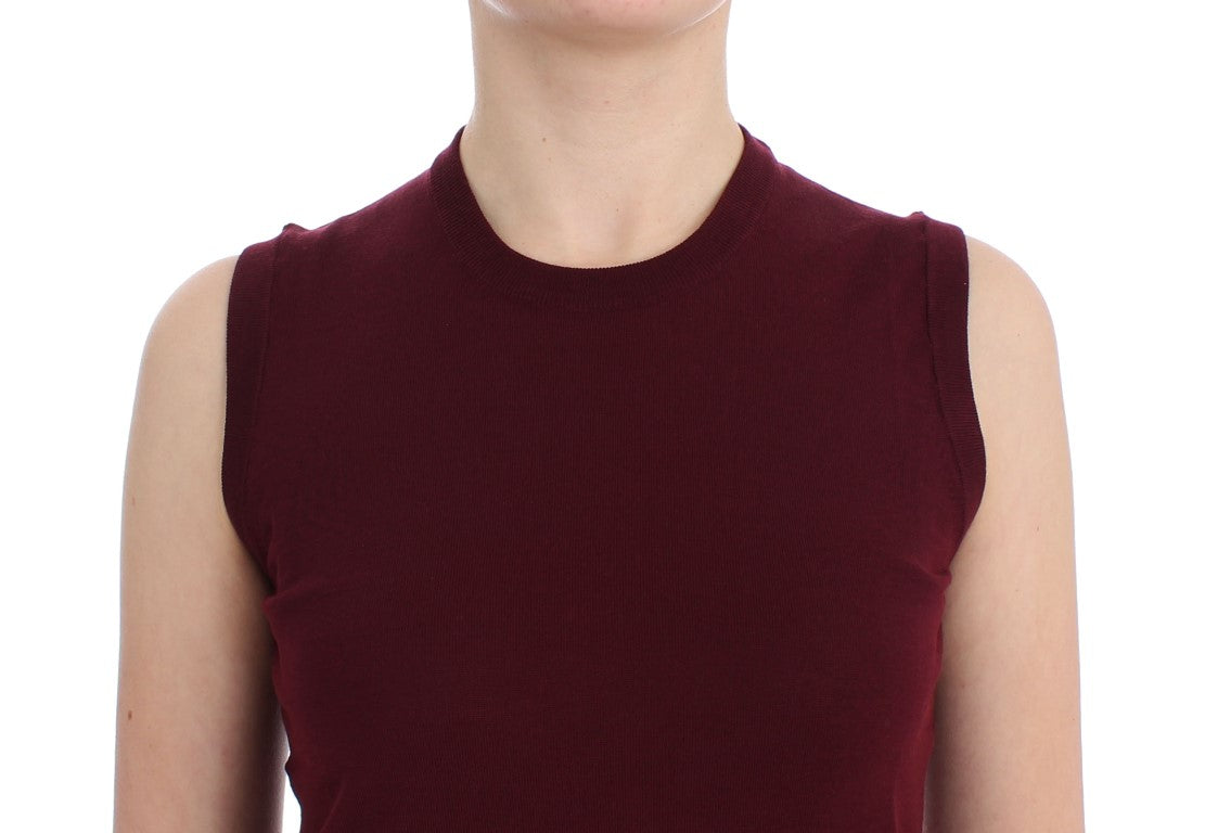 Red Sleeveless Crewneck Vest Pullover