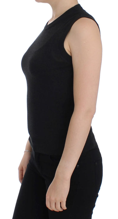 Black Sleeveless Crewneck Vest Pullover