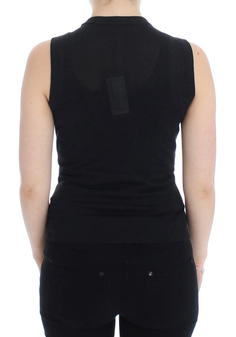 Black Sleeveless Crewneck Vest Pullover