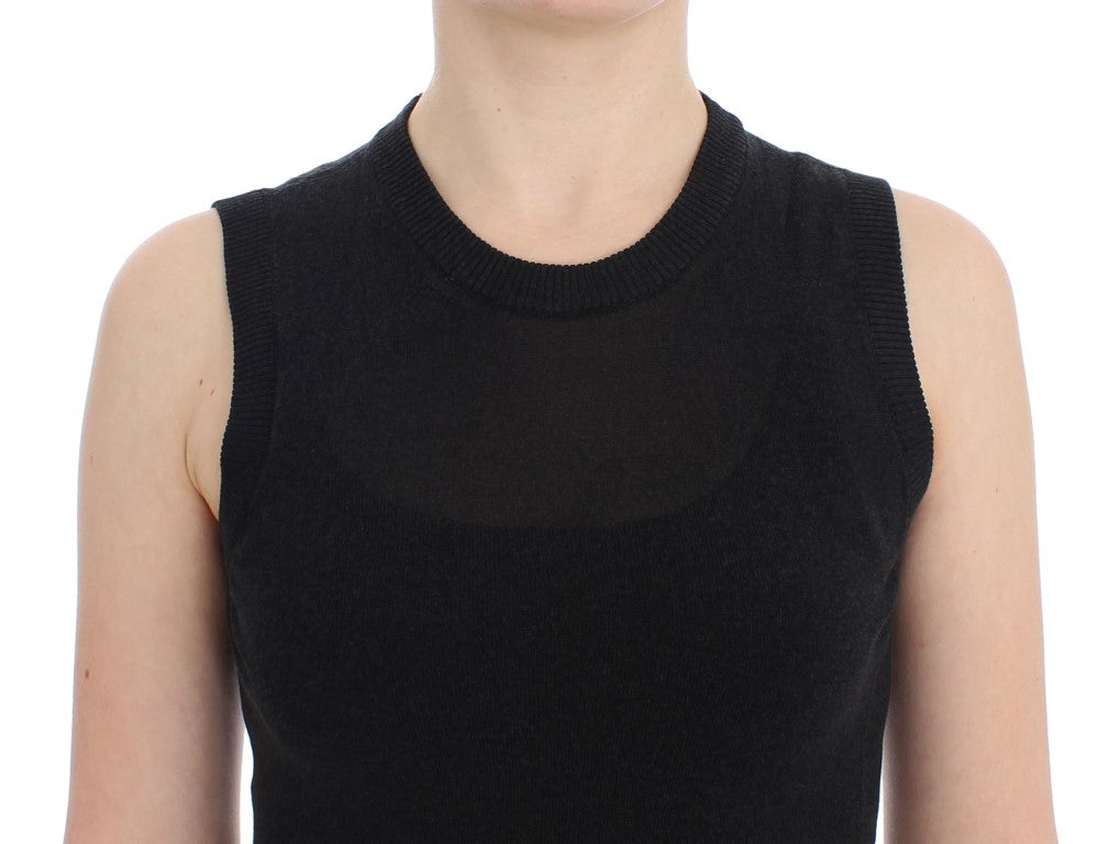 Black Sleeveless Crewneck Vest Pullover