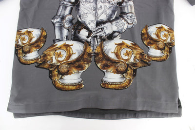 Gray Knight Crown Print Silk Blouse Top