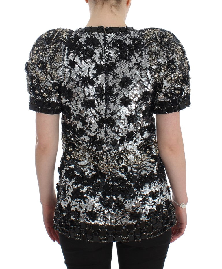 Black Clear Crystal Runway Blouse Top