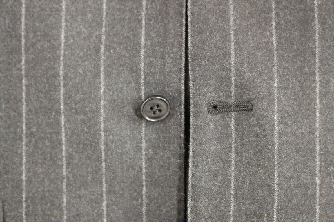 Gray Striped Wool Logo Vest