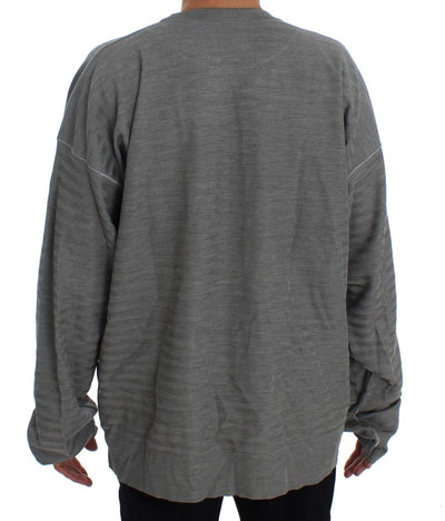 Gray Crewneck Pullover Silk Sweater