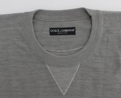 Gray Crewneck Pullover Silk Sweater