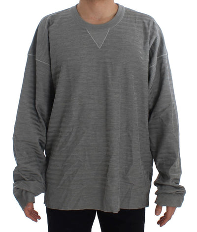 Gray Crewneck Pullover Silk Sweater