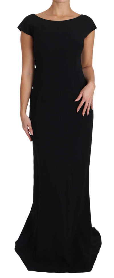 Black Stretch Fit Flare Gown Maxi