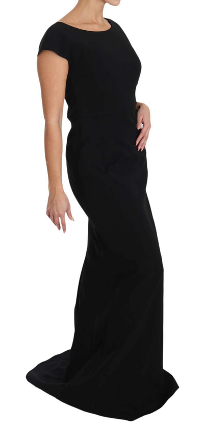 Black Stretch Fit Flare Gown Maxi