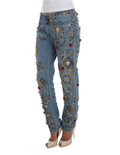 Crystal Roses Heart Embellished Jeans