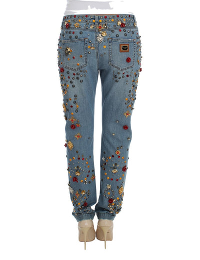 Crystal Roses Heart Embellished Jeans