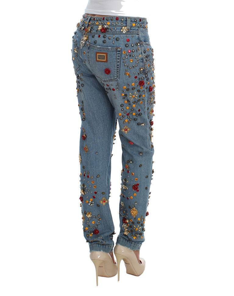 Crystal Roses Heart Embellished Jeans