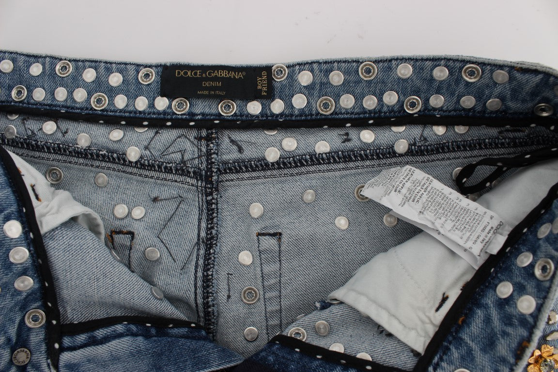 Crystal Roses Heart Embellished Jeans