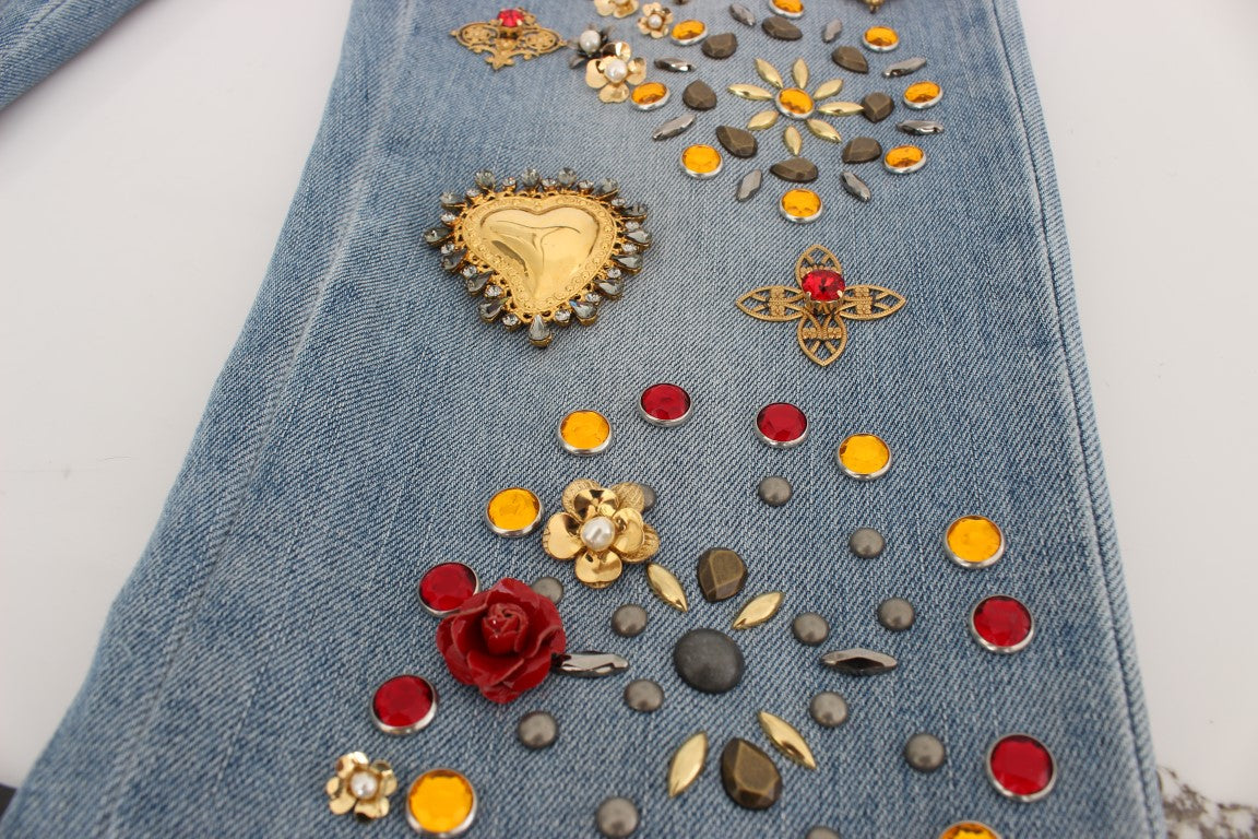 Crystal Roses Heart Embellished Jeans