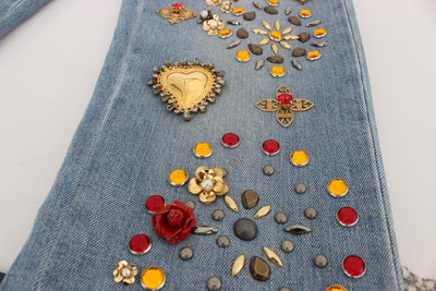 Crystal Roses Heart Embellished Jeans