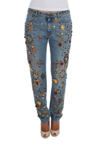 Crystal Roses Heart Embellished Jeans