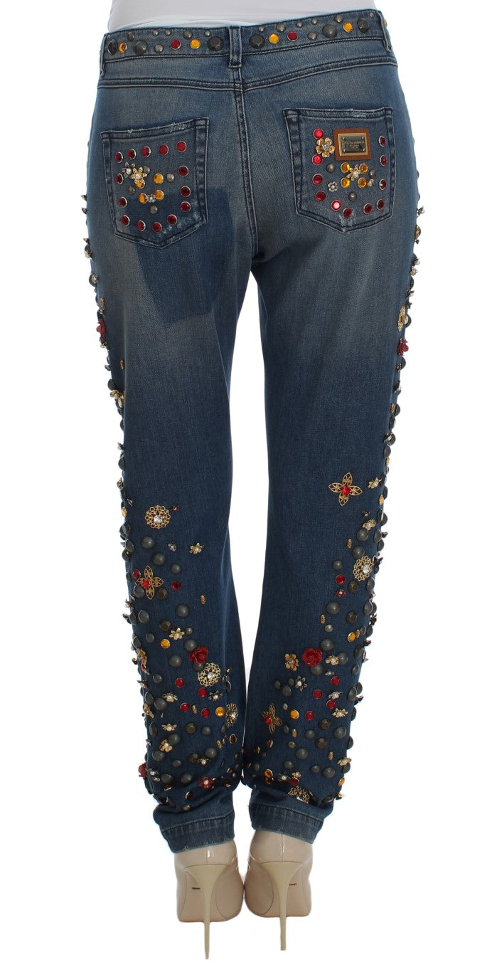 Crystal Roses Heart Embellished Jeans