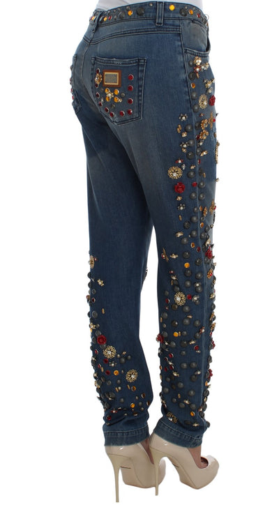 Crystal Roses Heart Embellished Jeans