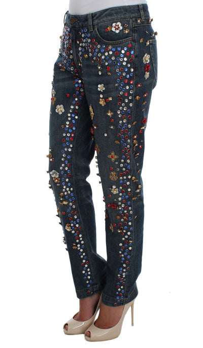 Crystal Roses Heart Embellished Jeans